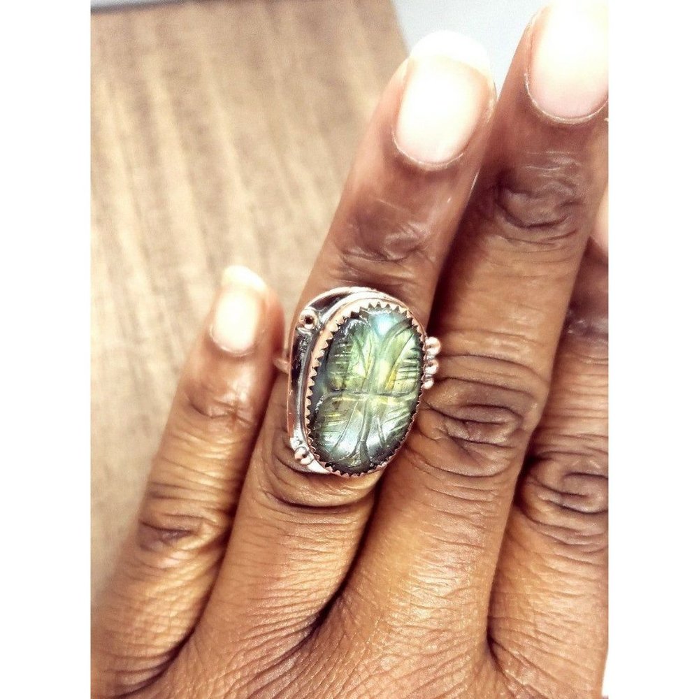Labradorite butterfly rainbow crystal copper Ring handmade size 6 metalwork - Picture 12 of 12
